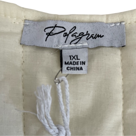 Polagram Cream with Black Floral Embroidered Vest.  - Picture 5 of 6